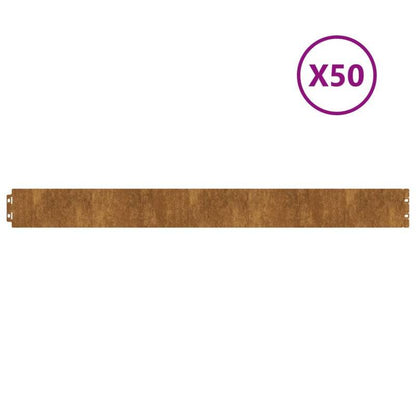 Grasranden – Gazonranden – Tuinranden – Borderafscheiding – Grasrandzetten – Flexibel Cortenstaal – 50 Stuks 10x103 cm