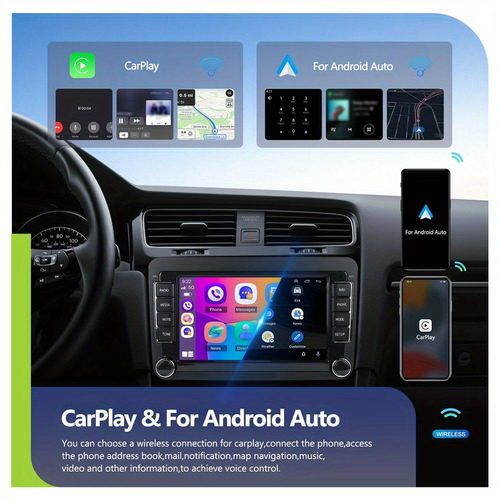 Car Stereo – Autoradio – Multimedia Systeem – Head Unit – Double Din – 7 Inch Touchscreen – Android 15 – Draadloze CarPlay & AHD Achteruitrijcamera