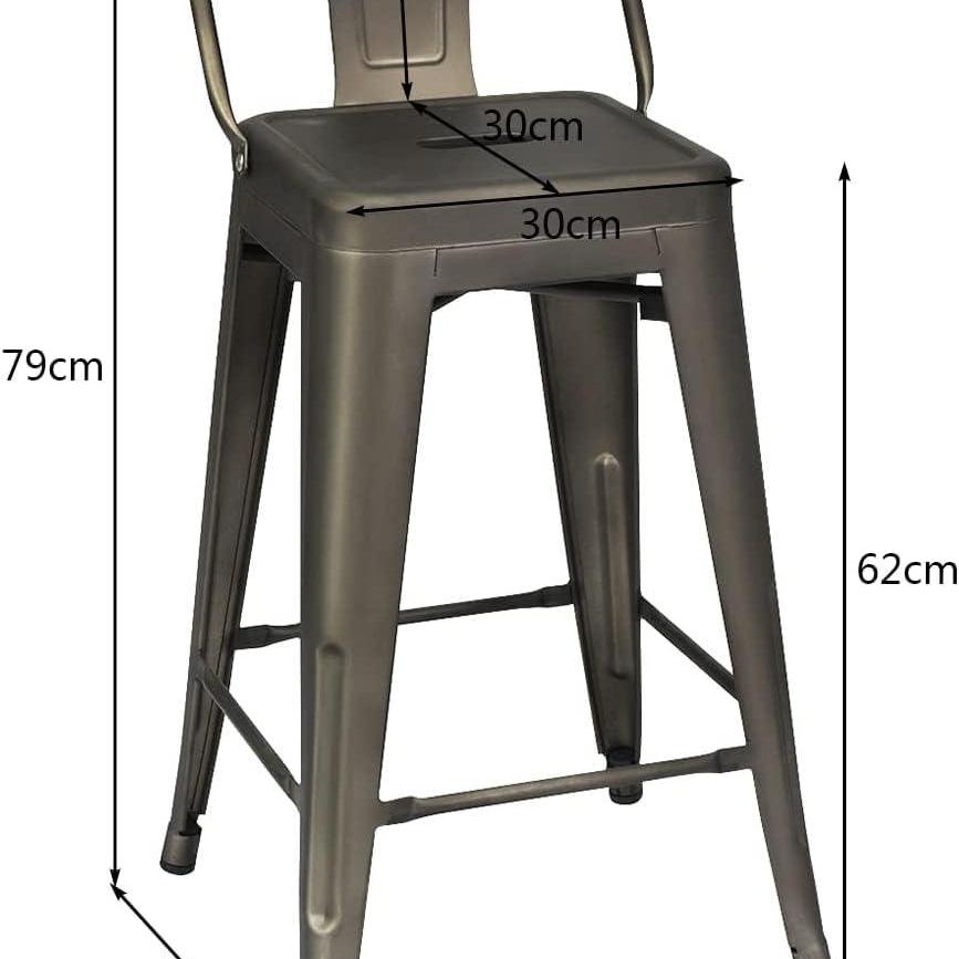 Eetkamerstoelen – Stoelen – Barkrukken – Restaurantstoelen – Metalen Stoelen – Verwijderbare Rugleuning – Max Belastbaarheid 150 kg – Zwarte Set van 4