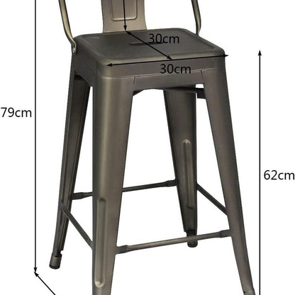 Eetkamerstoelen – Stoelen – Barkrukken – Restaurantstoelen – Metalen Stoelen – Verwijderbare Rugleuning – Max Belastbaarheid 150 kg – Zwarte Set van 4
