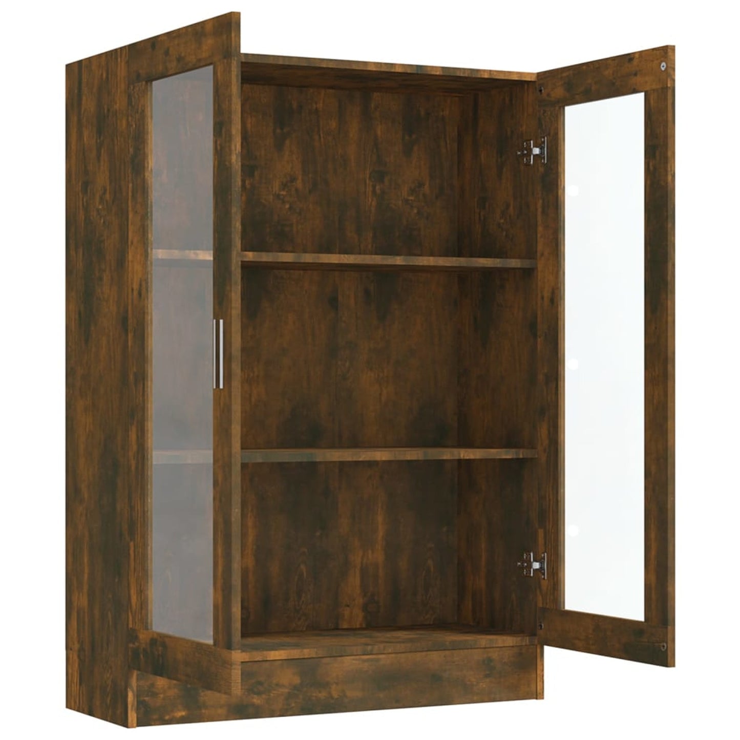 Vitrinekast – Vitrine – Glazen Kast – Opbergkast – Wandkast – Smoke Oak – 82,5x30,5x115 cm – Ge-engineerd Hout
