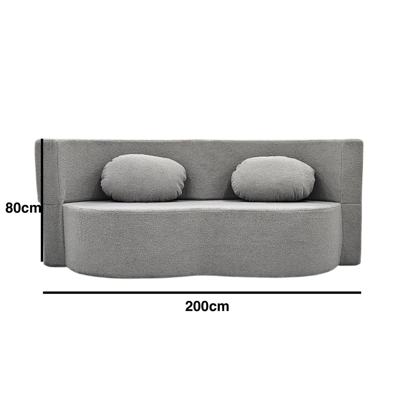 Sofa Bed – Slaapbank – Bankbed – Bedbank – Slaapbank Kinderkamer – Scandinavisch Design – Memory Foam Matras 200x100 cm – Afneembare Wasbare Boucle Bekleding Grijs