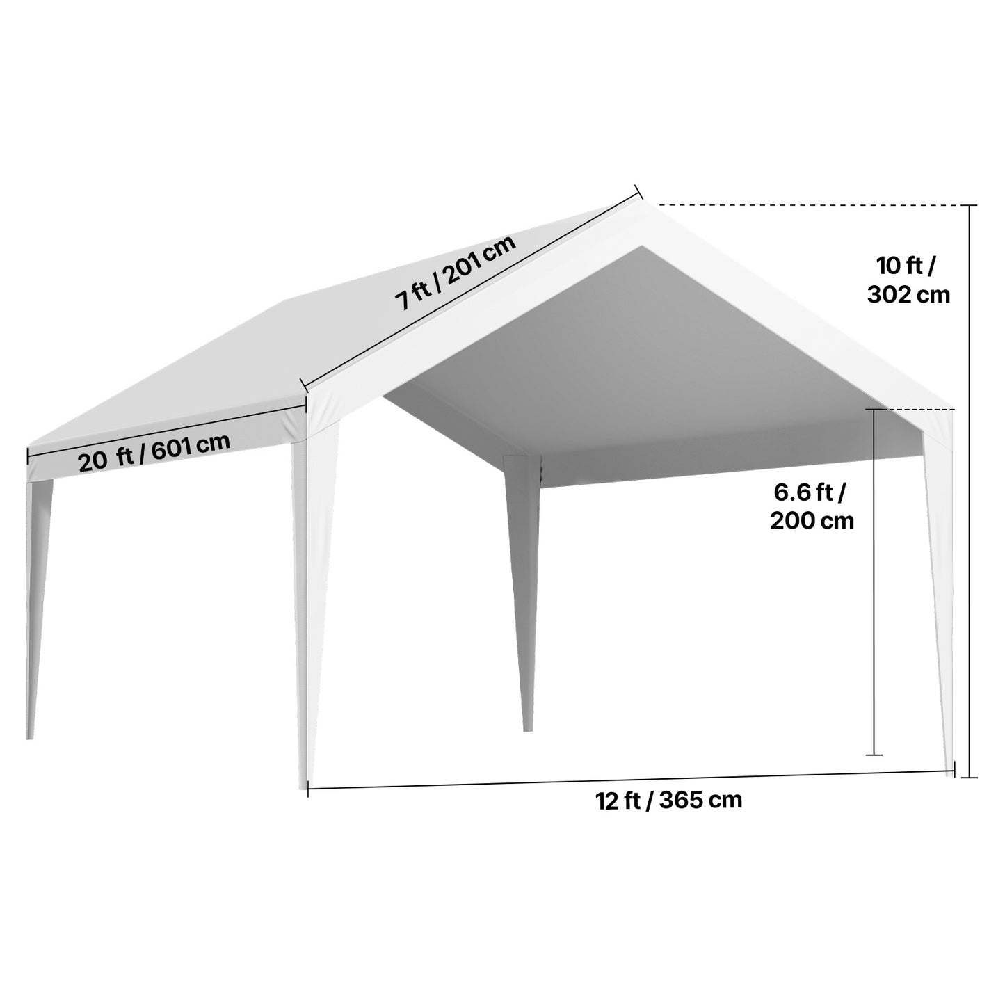 Carport Zeil – Vervanghoes Carport Doek – Canopy Cover – Carport Dakzeil – Wit – 3,6x6 Meter – UV-Bestendig & Waterdicht – Stevig 210g PE Weefdoek