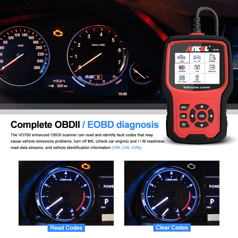 OBD2 Scanner – Auto Diagnosetool – Code Reader – Autoscanner – Foutcode Uitlezer – Bidirectionele Functie – 6,2 Inch Kleurenscherm – 7+ Resetfuncties