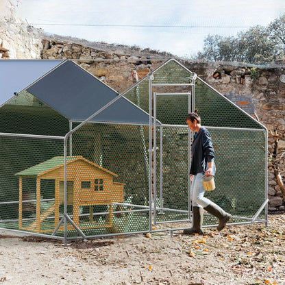 Outdoor Chicken Coop, Large Metal Chicken Coop Tri-Supporting Reinforced Upgrade Chicken House with Waterproof Snowy Proof, Chicken Pen for Duck Rabbit Farm Use, Livestock Pen, Animal Shelter, Durable Design, Longlasting Dura