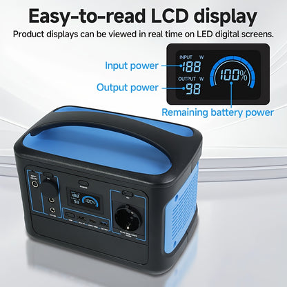 Draagbare Power Station – Portable Charger – Batterie Portable – Powerbank – Mobiele Accu – Compact LiFePO4 Batterij 493Wh – 600W Continu Vermogen & Snelladen