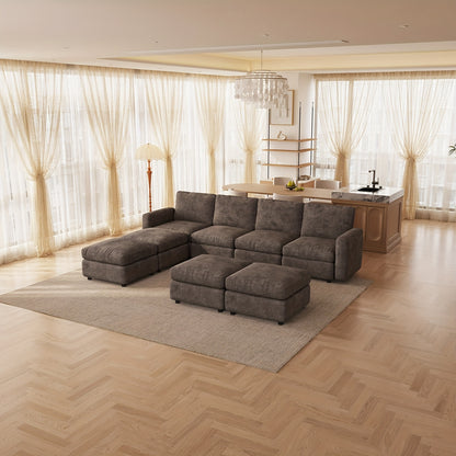 Hoekbank – Moderne Bank – Modulair Sofa – L-vormige Zithoek – U-vormige Loungesofa – 5 Zitplaatsen – Opbergruimte Chaise Longue – Duurzaam Niet-Houten Frame