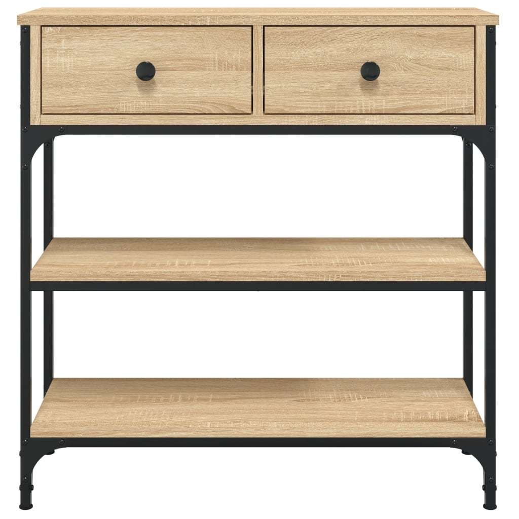 Sidetable – Consoletafel – Wandtafel – Haltafel – Bijzettafel – Sonoma Eiken – MDF En Metaal – Compact Ontwerp Met Opbergruimte