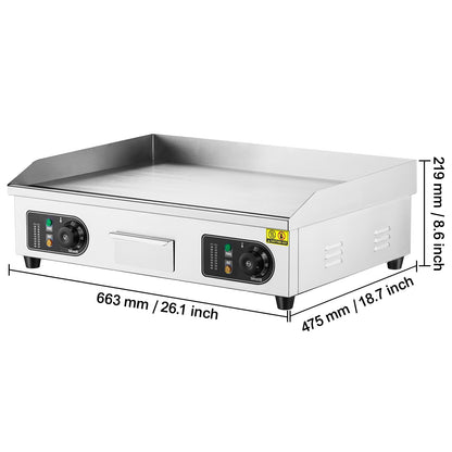 Elektrische Bakplaat – Grillplaat – Teppanyaki – Flat Top Grill – Bakplaat Professioneel – 4000W Vermogen – Roestvrijstalen Oppervlak 58x38 cm
