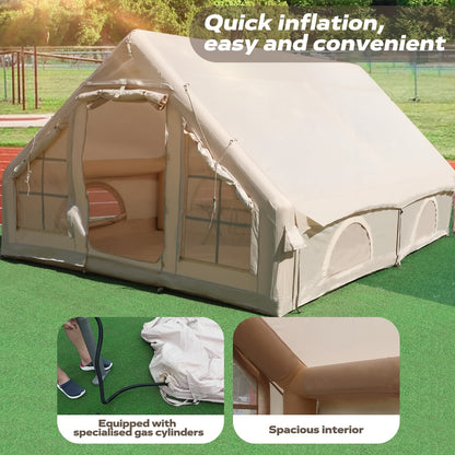 Campingtent – Kampeertent – Familietent – Opblaasbare Tent – Festival Tent – 10-Persoons – Snel Op te Zetten – Waterafstotend Oxford Polyester