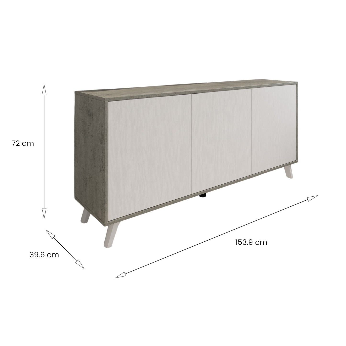 Dabello Sideboard, Kitchen Buffet, Design Living Room Cabinet, Modern 3-Door Sideboard with Shelves, 154x40x75 cm, Available in 6 Colors