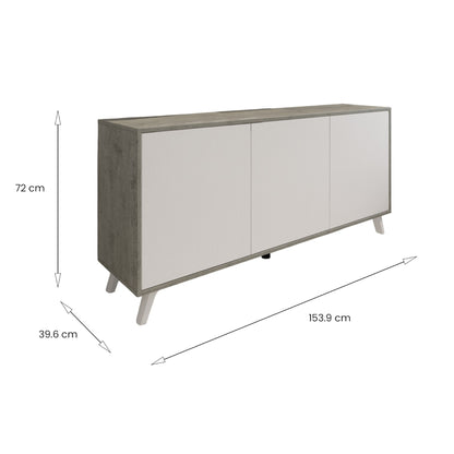 Dabello Sideboard, Kitchen Buffet, Design Living Room Cabinet, Modern 3-Door Sideboard with Shelves, 154x40x75 cm, Available in 6 Colors
