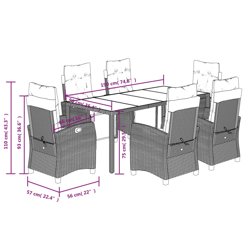 Loungebank – Tuinbank – Loungeset – Outdoor Sofa – Balkonbank – PE-Rattan Material – Verstelbare Rugleuning en Voetensteun