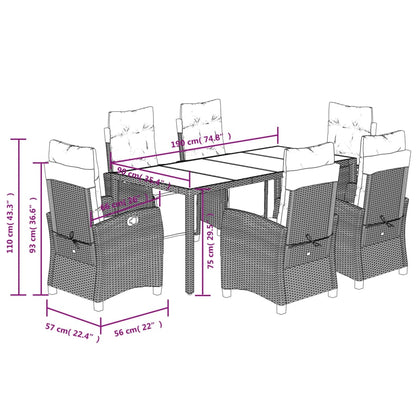 Loungebank – Tuinbank – Loungeset – Tuinmeubel – Balkonbank – Verstelbare Rugleuning – Weerbestendig PE-Rattan – Zwart/Crème