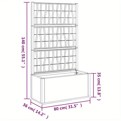 Tuingebied Raised Bed – Tuinbak – Plantenbak – Kruidenbak – Bloembak – Vierkant Tuinbak met Trellis – 80x36x140 cm – Weerbestendig PP Materiaal