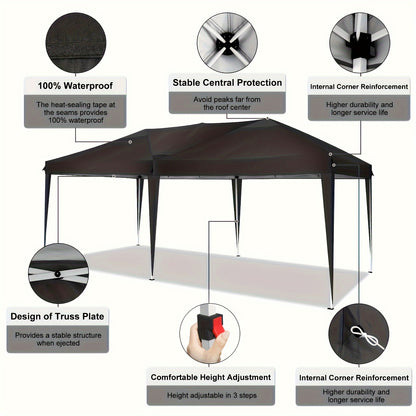 Partytent – Paviljoen – Pop-up Tent – Tuintent – Feesttent – 3x6 m – 6 Zijwanden – UV Bescherming – Verstelbare Hoogte