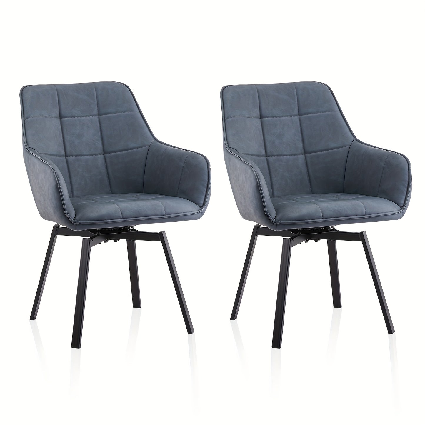 Draaibare Eetkamerstoelen – Eetkamerstoelen Set – Bureaustoelen – Loungestoelen – Stoelen Met Armleuningen – Blauw – 360° Draaibaar – Kunstleer Met Memory Foam Padded Zitting