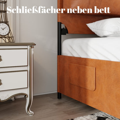 King Size Bedframe – Ledikant – Boxspringbed – Tweepersoonsbed – Slaapkamermeubel – Metalen Frame – Luxe Gestoffeerd Hoofdbord – 180x200 cm