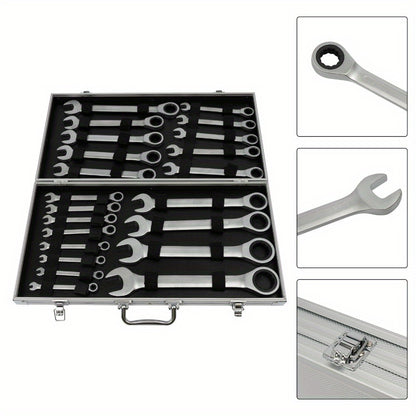 Ratel Ringsleutelset – Ratelring Wrenchset – Ringsleutel Set – Ratelringsleutel – Sleutelset – 22-delig – Chroom-Vanadium Staal – 6-32mm
