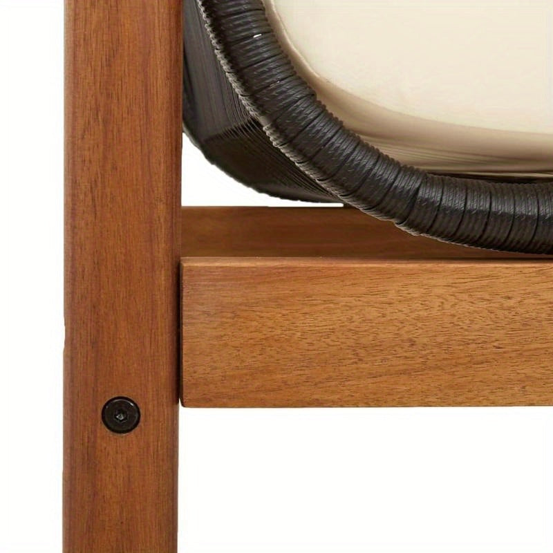Tuinbank – Buitenbank – Patio Bank – Tuinmeubel – Loungeset – Zwart Acacia Weefsel – Weerbestendig Tungsten Stalen Frame