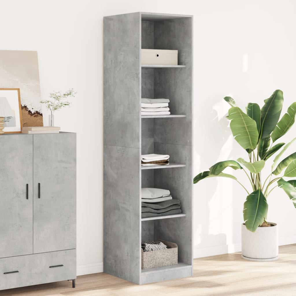 Kledingkast – Garderobekast – Kleerkast – Opbergkast – Dichte Kast – Betonlook – Compact 50x50x200 cm – Hoogwaardig Verwerkt Hout