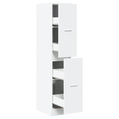 Apotheekkast – Medicijnkastje – Badkamerkast – Opbergkast – Houten Kast – Wit – 30x41x144,5 cm – Gefineerd Hout – Slank Hoog Model