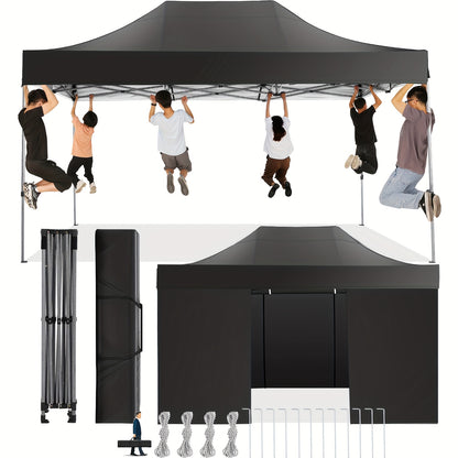 Partytent – Opvouwbare Tent – Luifel – Zonwering – Windscherm – 3x4,5 Meter – Afneembare Zijwanden – Stevig Legering Frame