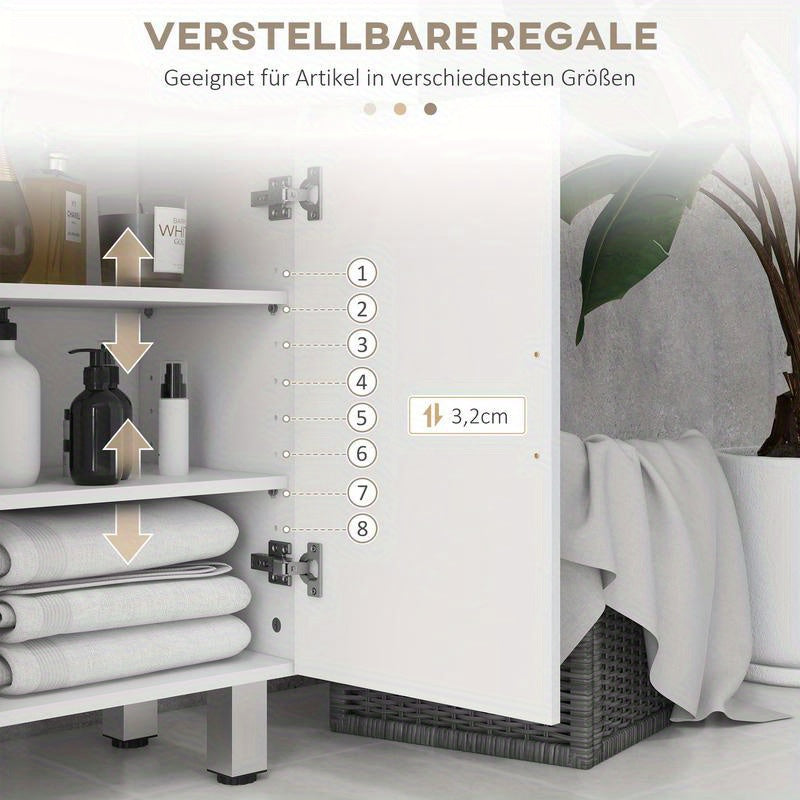 Badkamerkast – Badkamermeubel – Kolomkast – Wastafelonderkast – Opbergkast – 2 Lades – Verstelbare Plank – Hout Wit – Compact & Duurzaam