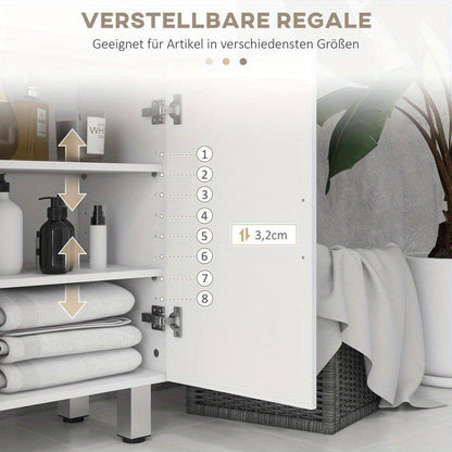 Badkamerkast – Badkamermeubel – Kolomkast – Wastafelonderkast – Opbergkast – 2 Lades – Verstelbare Plank – Hout Wit – Compact & Duurzaam