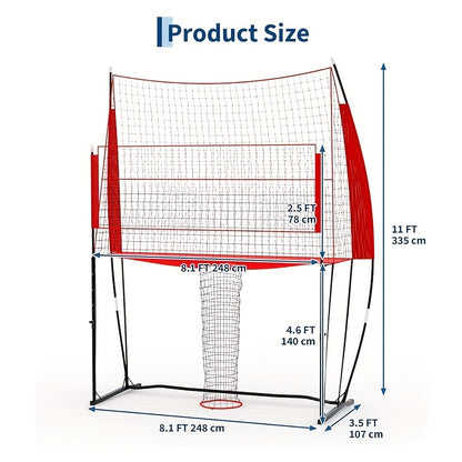 Volleyball Net 243 X 45 X 335Cm, Height Adjustable, Portable And Durable, with Carrying Bag, Quick Assembly for Indoor And Outdoor Training, Volleyball Net with Rack, Portable Volleyball Net, Volleyball Training Equipment, Vo