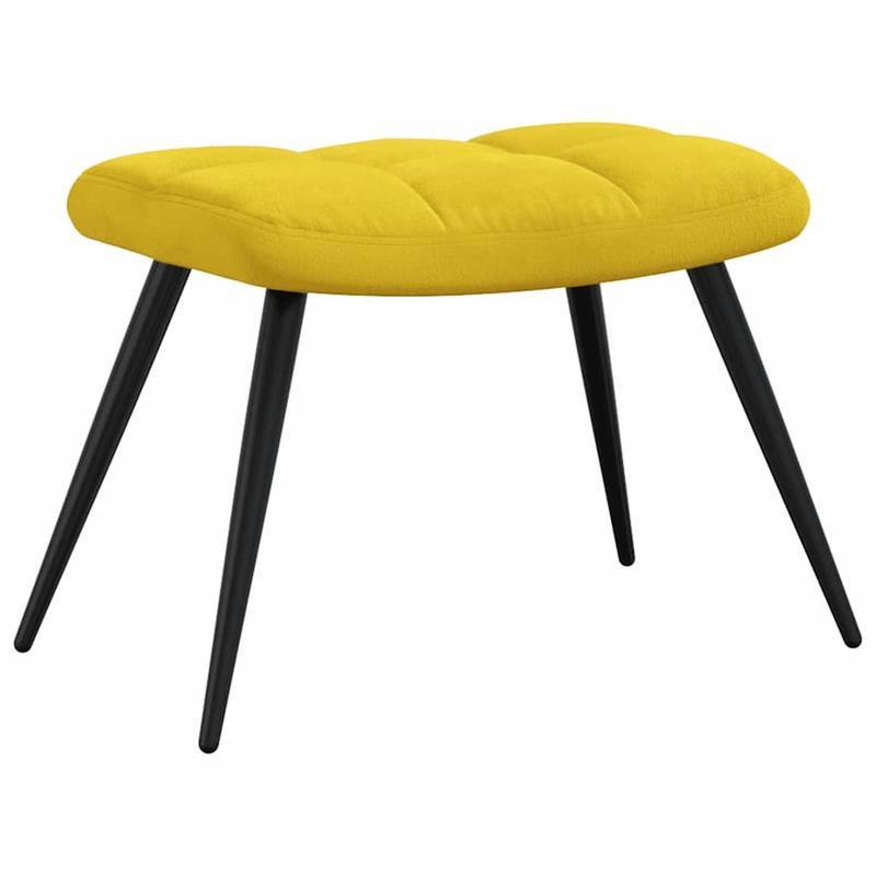 Fauteuil – Loungestoel – Relaxstoel – Zitstoel – Mustard Geel Fluweel – Inclusief Voetenbank – Afneembare Bekleding