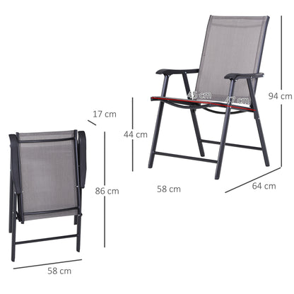 Campingstoel – Klapstoel – Vouwstoel – Kampeerstoel – Visstoel – Met Armleuningen – Stevig Metalen Frame – 58 x 64 x 94 cm – Grijs – Set Van 2