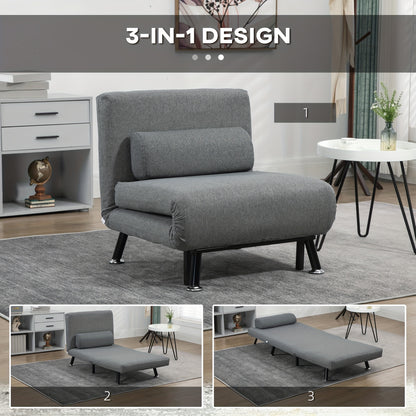 Relaxfauteuil – Loungefauteuil – Verstelbare Stoel – Relaxstoel – Fauteuil Met Bedfunctie – Donkergrijs – Verstelbare Rugleuning – Metalen Frame