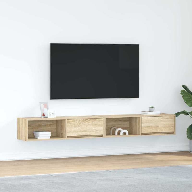 TV cabinets 2pcs. Sonoma oak 100x31x25.5cm wood material, Tv Storage, Minimalist Design, Modern Tv Stand, Particle Board, Quality Craftsmanship, Multipurpose Cabinet, Compact Furniture, Small Space Living, Entertainment Setup