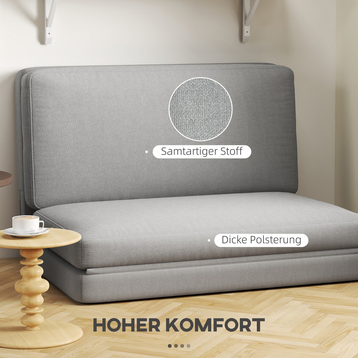 2-In-1 Relaxstoel – Logeerbed – Opvouwbare Stoel – Gastenbed – Deelbaar – Lichtgrijs – 120 Cm Breed – Handmatig Zonder Elektriciteit
