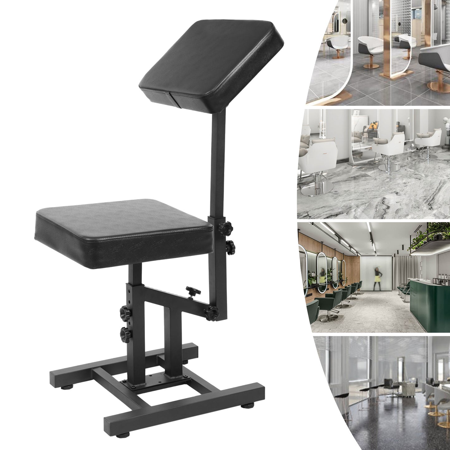 Adjustable Tattoo and Hair Chair | Multiple Use, Aluminum Frame, Open Back, Includes Cushion, No Wheels - NaMaSyo
