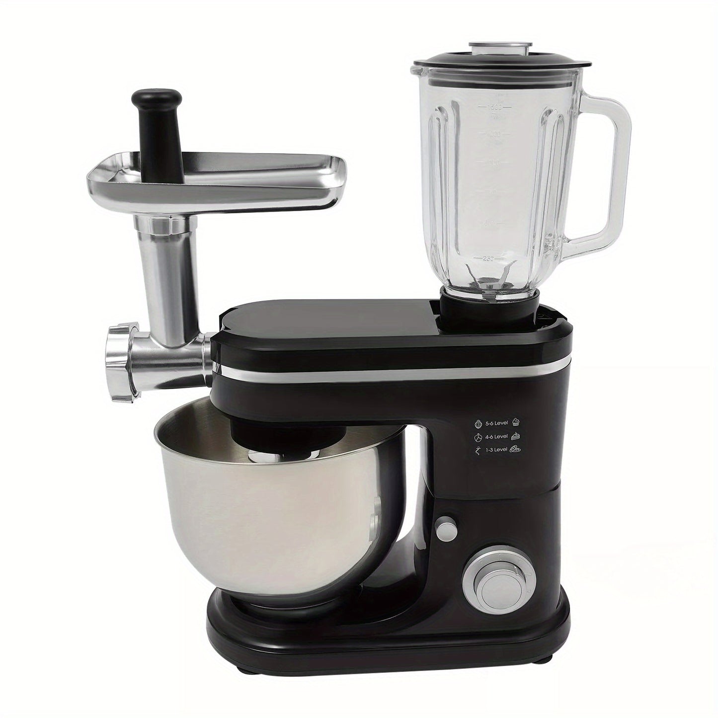 3-in-1 Keukenhulpmiddel – Keukenaccessoire – Mengkom – Hakker – Mixer – Roestvrij Staal & Glas – 6 Liter Inhoud – Multifunctioneel & Vaatwasserbestendig