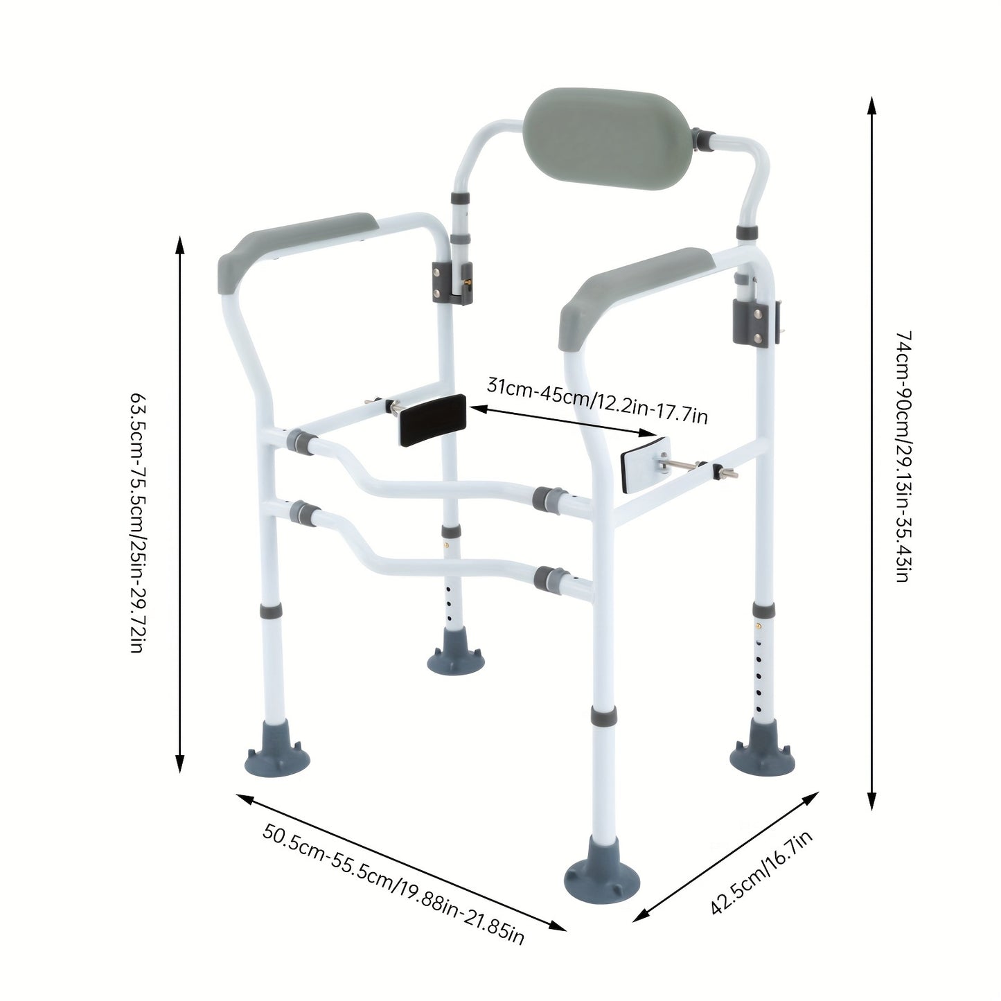 Toiletbeugel – Toiletsteun – Wandbeugel – Veiligheidsgreep – Handgreep – Verstelbaar – C-Pin Montage – Draagkracht 136 kg – Robuust Grijs