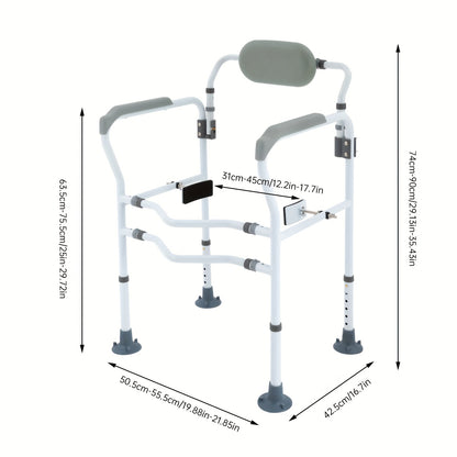 Toiletbeugel – Toiletsteun – Wandbeugel – Veiligheidsgreep – Handgreep – Verstelbaar – C-Pin Montage – Draagkracht 136 kg – Robuust Grijs