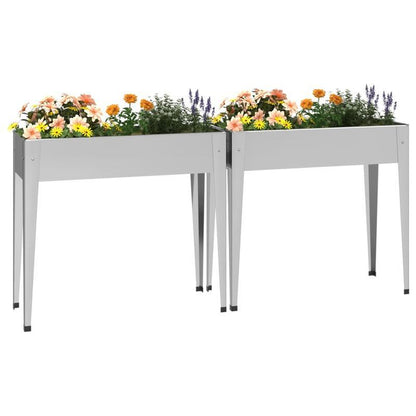 Bloemenrek – Plantenrek – Bloementrap – Plantenstandaard – Bloempothouder – Verzinkt Staal – Weerbestendig – Set van 2