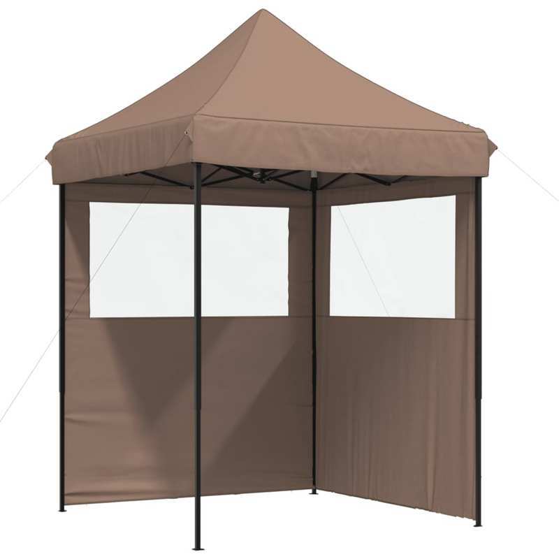 Collapsible Pop-Up Party Tent with 2 Side Walls in Brown. Sturdy And Durable, Easy to Assemble, Suitable for Gatherings, Parties, Weddings, Camping, And Other Outdoor Activities.