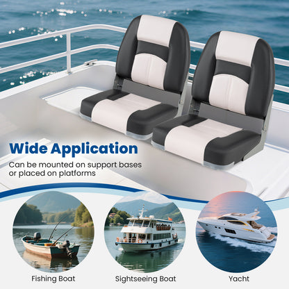 Inklapbare Bootstoelen – Bootstoelen Set – Vouwstoelen – Kajuitstoelen – Watersport Stoelen – Waterbestendig PVC Leer – Dikke Sponsvulling – Grijs