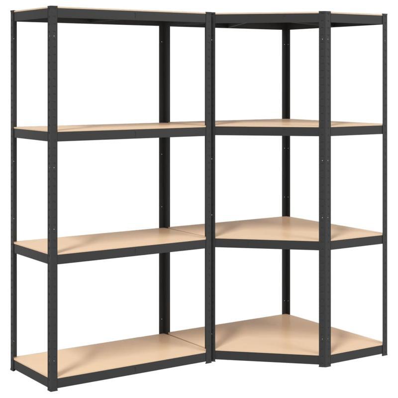 4-laagse Opbergrekken – Opbergrekken – Opbergkast – Planken – Stelling – Antraciet Industrieel Design – Heavy-Duty Stalen Frame – Houten Planken