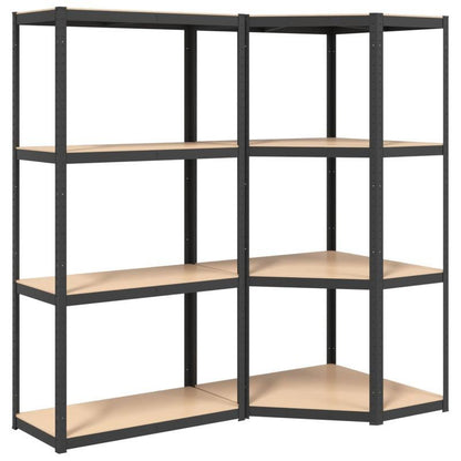 4-laagse Opbergrekken – Opbergrekken – Opbergkast – Planken – Stelling – Antraciet Industrieel Design – Heavy-Duty Stalen Frame – Houten Planken