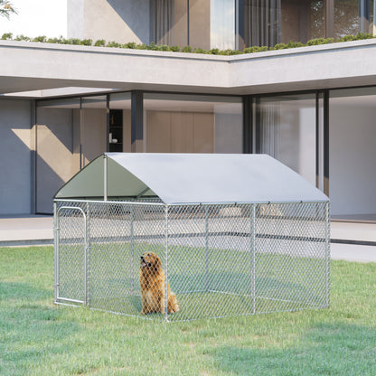 Hondenren – Puppyren – Hondenkennel – Buitenren – Hondenbench – Gegalvaniseerd Staal – Overdekte Buitenruimte 230x230x175 cm