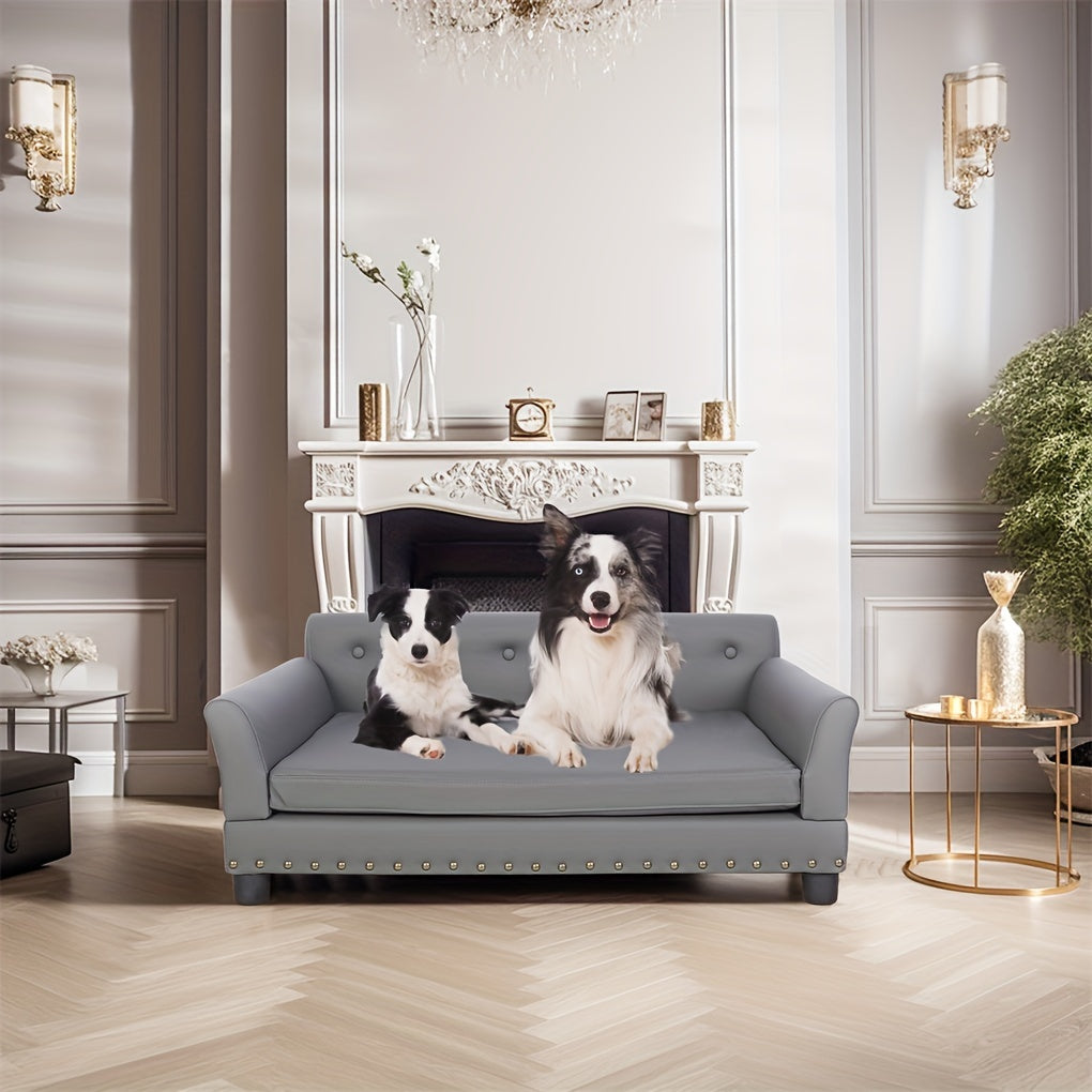 Hondenbank – Honden Sofa – Hondenbed – Hondenstoel – L/XL – 96x72x40 cm – Krasbestendige Microfiber – Stevig Eucalyptus Houten Frame