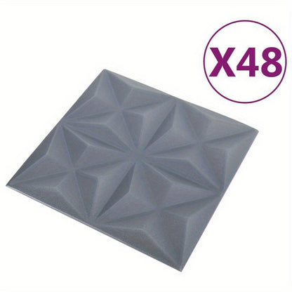 48 st Wandpanelen 3D origami 12 square meter 50x50cm grijs