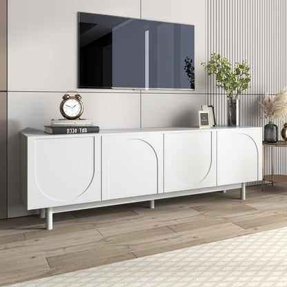 Modern White TV Cabinet, 175 X 38 X 56cm, Adjustable Shelves, Lightweight Low-profile TV Furniture, Luxury Style, Living Room Furniture, Tv Stand, Contemporary Furniture, Minimalist Style, Metal Construction, Highquality Mate