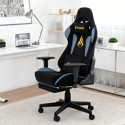 Gamingstoel – Gamestoel – Gaming Chair – Bureaustoel – Game Stoel – Verstelbare Rugleuning 90-167° – Ergonomische Lendensteun en Voetensteun – Stevig Metalen Frame – Geschikt Voor Harde Vloeren