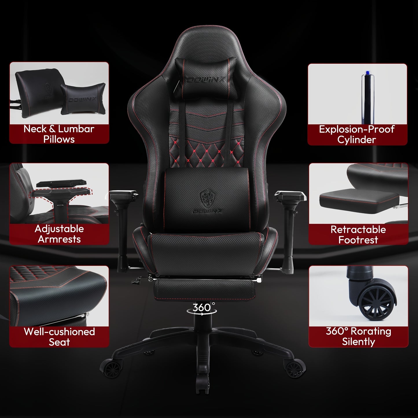 Ergonomische Gamingstoel – Bureaustoel – Computerstoel – Racestoel – Werkstoel – 4D Verstelbare Armleuningen – Hoge Rugleuning Met Hoofdkussen & Lendensteun – Bruin PU-Leder